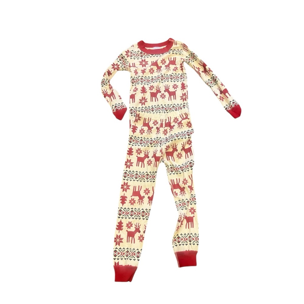 Hanna Anderson Christmas Festive Red and Cream Pajama Set